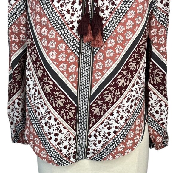 Knox Rose Off Shoulder Shirt Blouse Womens Small Red Pink Boho Long Sleeves - Picture 4 of 8